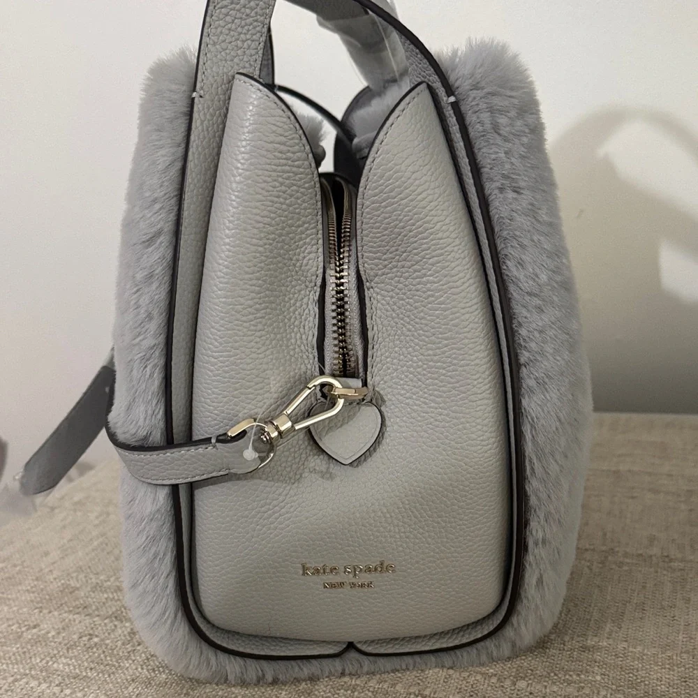 Kate Spade Gray Faux Fur knot Bag - Picture 5 of 7